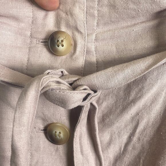 Topshop rose paper bag waist button up front linen blend mini skirt women's 8 - Picture 2 of 11